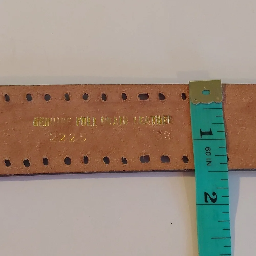 Vintage Mens Brown Hand tooled Premium leather Floral style Dress Belt Sz.38